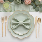 LIYH 150 Pcs Sage Green Plastic Plates - Dinnerware Set, Gold Silverware, Flower Plates Include Dinner & Dessert Plates, Knives, Forks for Wedding - Image 5