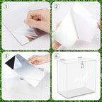 Hooqict Clear Acrylic Card Box with Lock and Slot, Thick DIY Wedding Gift Card Box for Party, Graduation, Wedding Reception, Retirement, Bridal or Baby Shower, Raffle Ticket Money Envelope Holder - Image 7