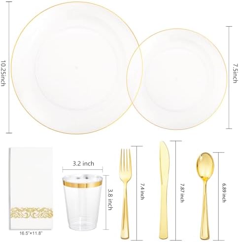 Supernal 350Pcs Clear Plastic Plates for Party, 50 Guests Wedding Party - Image 2