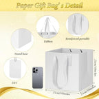 Windyun 50 Pcs Square Paper Gift Bags with Handle 10 x 10 x 10'' Large Favor Bag with DIY Thank You Tag for Wedding Christmas Bridal Shower Bridesmaid Birthday Party (White) - Image 2