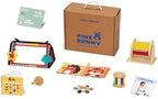 Pine Bunny Montessori Wooden 9-in-1 Toy Set for 4+ Months, Silicone Teether, Interlocking Discs, Mirror Toy, Wooden Bell Cylinder, Cloth Book, Spinning Drum, Educational Learning Sensory Development by Unknown