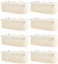 Shillance 8 Packs Ivory Spandex Table Covers 8 Foot, Fitted Stretch Table Cloth with Skirts 96x30 Inch, Wrinkle-Free Floor Length Rectangle Tablecloths for Weddings Parties Banquets Events by Shillance