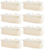 Shillance 8 Packs Ivory Spandex Table Covers 8 Foot, Fitted Stretch Table Cloth with Skirts 96x30 Inch, Wrinkle-Free Floor Length Rectangle Tablecloths for Weddings Parties Banquets Events by Shillance