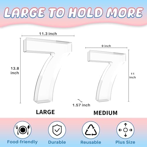 13.8" Extra Large Acrylic Number Charcuterie Board Box, Reusable Fillable Number Cake Candy Dish Display Serving Tray for Birthday Anniversary Party Decoration (7) - Image 2