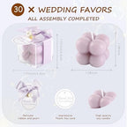 ACITHGL 30 Sets Fully Assembled Small Bubble Candle Party Favors for Guests Bulk Bridal Showers Favors Candles with Stylish Ribbons Thank You Cards Gifts (Shimmering Purple) - Image 2