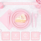 WELLIFE 210Pcs Pink Plastic Plates,Disposable Pink Plates for Party - Image 5