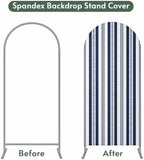 Strip Spandex Arch Backdrop Cover 7.2FT for Balloon Garland Rustic Farmhouse Strip Navy Blue Double-Sided Chiara Backdrop Stand Cover Elastic Fabric Background for Birthday Party Baby Shower Decor - Image 4