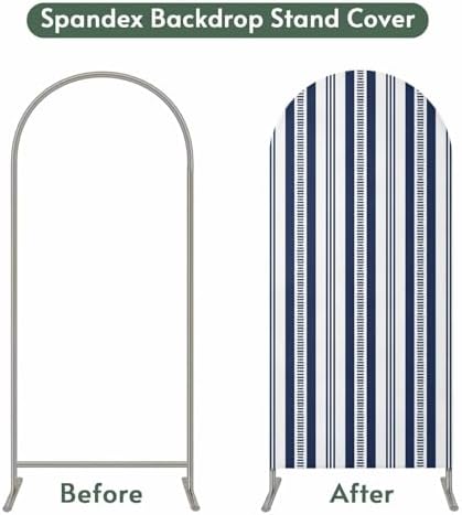 Strip Spandex Arch Backdrop Cover 7.2FT for Balloon Garland Rustic Farmhouse Strip Navy Blue Double-Sided Chiara Backdrop Stand Cover Elastic Fabric Background for Birthday Party Baby Shower Decor - Image 4