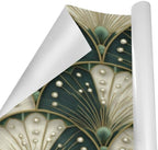 pnyoin Merry Christmas Wrapping Paper Roll,Art Deco Fan Green Gift Wrap Perfect for Xmas,Birthday,Weddings, Brides, Holidays, Baby Showers，58 x 23 inches,4 Roll - Image 3