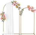 Metal Arch Backdrop Stand Set of 2, Gold Wedding Arch Frame 7.2FT+6FT, Heavy Duty Round Balloon Arch Stand with Threaded Connection for Wedding Ceremony, Baby Shower, Birthday Party Decorations by AIWOIT