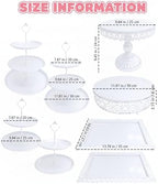 8 Pcs Cake Stands Set Metal Dessert Table Display Tiered Cupcake Holder Candy Donut Fruit Plate Cake Serving Tray Candlestick Display Treats Serving Tower for Wedding Birthday Party Decor (White) - Image 3