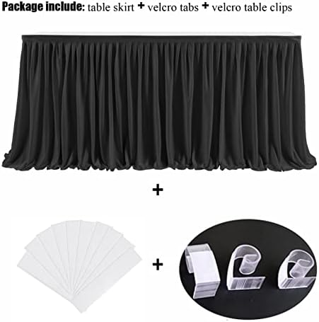 Ruffle Table Skirt for Teacher Desk Classroom Wedding Birthday, Black,14ft - Image 2