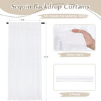 White Sequin Backdrop Curtains 2 Pcs 5FTx10FT Glitter Background Sparkly Party Backdops for Wedding Stage Photography Decorations - Image 5