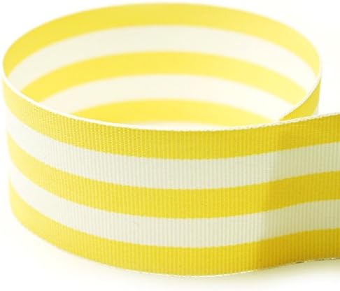 7/8" Yellow & White Taffy Striped Grosgrain Ribbon - 100 Yards - USA | American Made by TheRibbonFactory%C2%AE