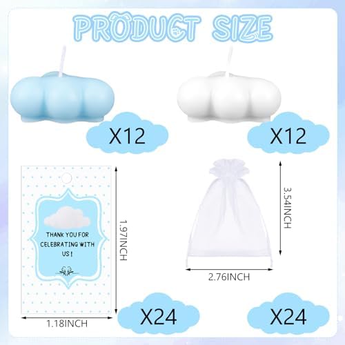 Treela 24 Sets Cloud Tealight Candles Party Favors, Classic, Blue and White - Image 6