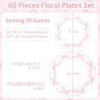 LIYH 60 Pcs Pink Bow Plastic Plates for Party - Pink Scalloped Scalloped Plates Disposable Heavyduty for Decorative Tableware for Holiday Party Decor Supplies - 10.25" Dinner & 7.5" Dessert Plate - Image 4