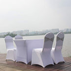 50pcs Grey Stretch Chair Sashes with Buckle for Christmas Wedding Party Banquet Birthday Anniversary Ceremony Reception Celebration Decoration Elastic Spandex Chair Cover Bow Ribbons - Image 5