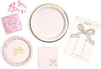 Baby Shower Celebration, Stylish Tableware Set for 8 Guests – Pink/White - Image 2