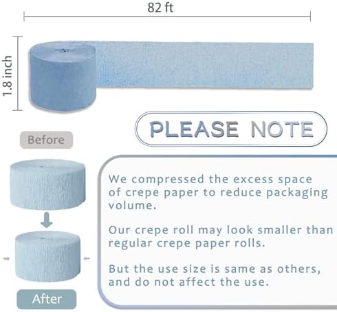 Dusty Blue Party Decorations, 19PCS Hanging Paper Lanterns Fans Tissue Pom Poms Swirls 5 Rolls Crepe Paper for Wedding Birthday, Something Blue Bridal Shower Bachelorette Party Baby Shower Decorations - Image 4