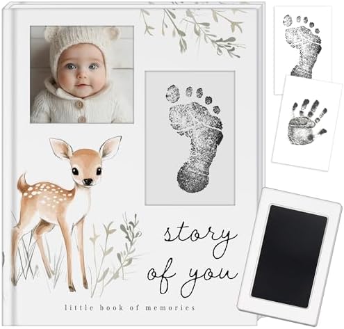 Baby Memory Book and Pregnancy Journal, Baby Book Keepsake with Clean-Touch Ink Pad for Newborn Hand and Footprints, Simple and Elegant Design, A Great Gift for Baby Showers and New Moms (Classic) by Unknown