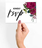 RSVP Postcards (Set of 50) 4"X6" Blank with Mailing Side,RSVP Reply Response Cards for Wedding Burgundy Floral Print Return Cards - Image 2