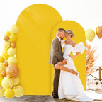 FOTSHARER Gold Arch Cover Set of 2 Wedding Arch Stand Cover Spandex Arch Cover Backdrop Fabric 6FT 7.2FT Chiara Round Top Fitted Arch Cover Stretchy Backdrop Arched Wall Frame Cover for Party Decor - Image 5