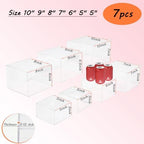 7pcs Acrylic Buffet Display Risers with Mini Sign and Marker Nestable Cube Food Stands Set for Dessert Table Catering Wedding Party Jewelry Collectibles Figures(Size 10" 9" 8" 7" 6" 5" 5",Transparent) - Image 2