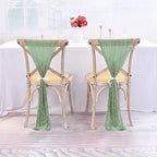 50 PCS Cheesecloth Chair Sashes Bows Wedding Aisle Decorations Chair Ribbon Ties Back Sash for Wedding Party Events Banquet Chair Cover Decoration (Sage Green) - Image 4