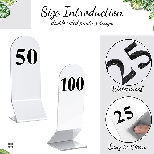 Geetery 100 Pcs Acrylic Double Sided Table Numbers 1-100 Stands, White - Image 3