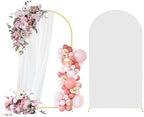 6.6FT Gold Metal Arch Backdrop Stand and White Arch Cover Set by Rtshuok