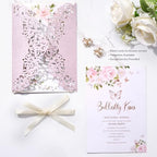 Glitter Purple Pink Wedding Invitations with RSVP and Envelopes Blank 50pcs - Image 4