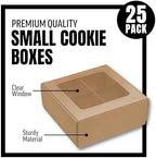 25 pcs Kraft Mini Cookie Boxes for 4 treats with Window and Dividers, Kraft Bakery Boxes, 6 x 6 x 2.4 Inches SMALL Baking Boxes, Square Cookies Box Decorating Supplies for Gift Giving - Image 3