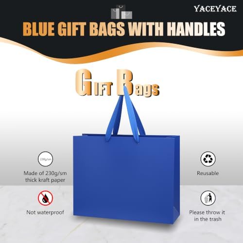 YACEYACE Blue Gift Bags Bulk, 20 Pack Blue Gift Bags with Handles - Image 5