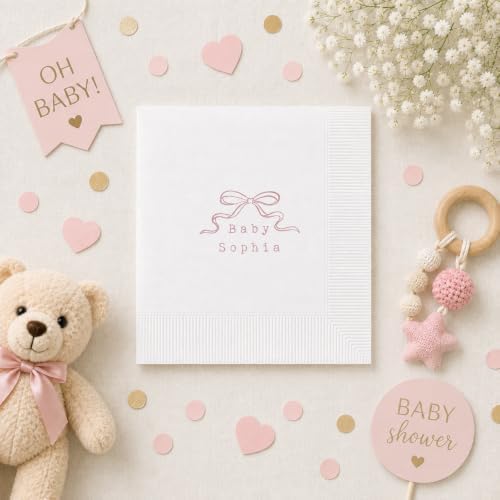 Personalized Baby Shower Napkins, Luncheon or Dinner Napkins, Custom Name Party Decor, Gifts Decorations for Baby Boy Girl, Gender Reveal Party Supplies #2 - Image 3