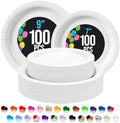 Party Solids Exquisite White Paper Plates Disposable Heavy Duty 200 Pcs - 100-7" & 100-9" White Disposable Plates For Party Heavy Duty 350 GSM For Birthday Supplies by PartySolids