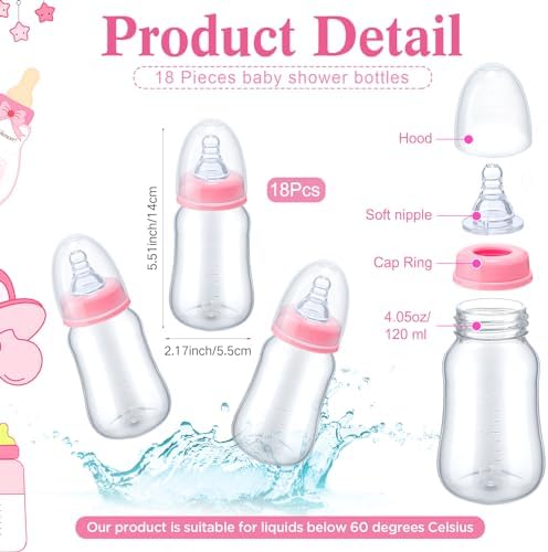Roowest Bottle Chug Baby Shower Games Favors, Pink, Flower - Image 3