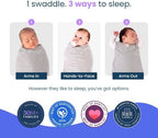 HALO 100% Cotton Sleepsack Swaddle, 3-Way Adjustable Wearable Blanket, TOG 1.5, Heather Grey, Small, 3-6 Months - Image 3