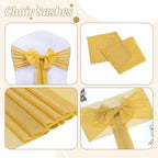 MDS Pack of 25 Chiffon Chair Sashes for Wedding & Event Décor - Gold - Image 5