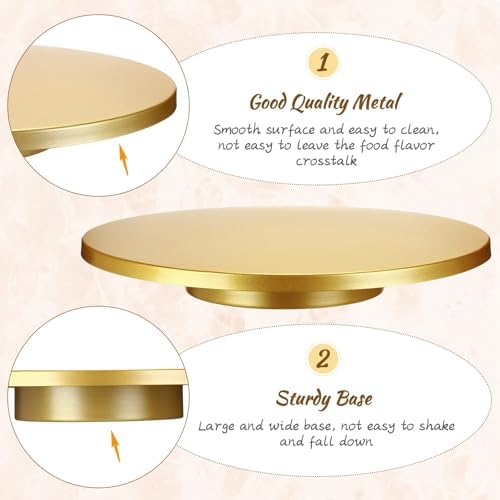Wenqik 20 Inch Metal Cake Stand with Cake Knife and Spatula, Round Dessert Table Display Stand Metal Dessert Tray Serving Platter for Party, Wedding, Birthday, Baby Shower, Anniversary(Gold) - Image 3