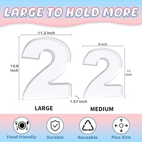 13.8" Extra Large Acrylic Number Charcuterie Board Box, Reusable Fillable Number Cake Candy Dish Display Serving Tray for Birthday Anniversary Party Decoration (2) - Image 2