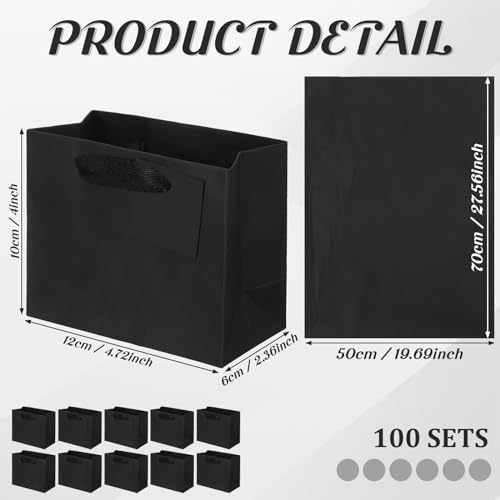 Zhanmai 4.7 x 2.4 x 3.9 Inch 100 Pcs Mini Gift Bags Bulk, Black - Image 2