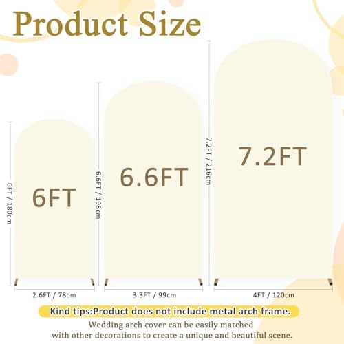 Ivory Backdrop Arch Cover Set of 3 Chiara Arch Backdrop Cover 6FT 6.6FT 7.2FT Wedding Arch Stand Covers Spandex Covers for Arch Backdrops for Birthday Party Bridal Baby Shower Anniversary Decor - Image 4