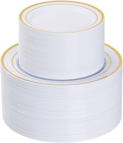 Goodluck 200PCS Gold Plastic Plates, Heavy Duty Disposable Gold Plates by GoodLuck