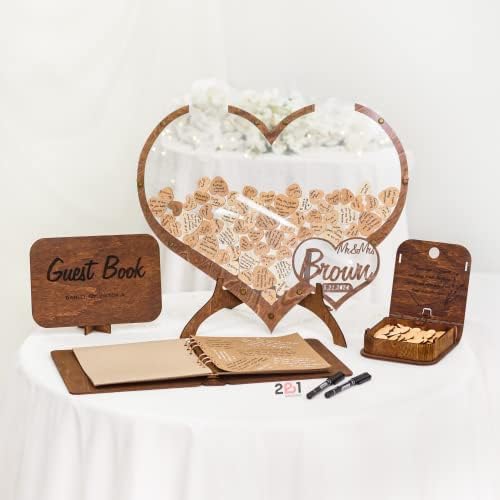 2B1WEDDING Rustic Wedding Guest Book Alternative with Wooden Hearts - Image 3