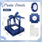 Thenshop 50 Pcs Clear Cupcake Boxes Individual 3.5 Inch, Navy Blue - Image 2