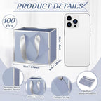 Yeaqee 100 Pcs Mini Metallic Paper Gift Bags with Handle, Dusty Blue, Silver - Image 2