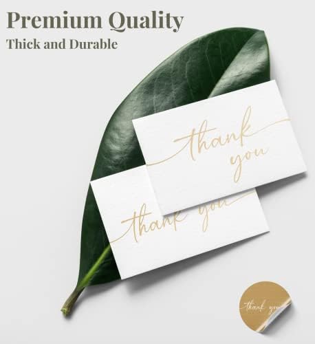 Thank You Cards with Envelopes & Stickers, Matte Gold Foil Cards Bulk Pack of 100, 4x6 Inch Minimalistic Design, Suitable for Business, Wedding, Small Business, Graduation, Bridal Shower, Funeral - Image 4