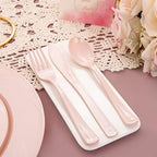 YOUBET 125PCS Pink Plastic Plates for Baby Shower Birthday Parties - Image 5