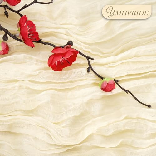 12 Pack Cheesecloth Table Runner 35 x 120 inch Long Boho Cheese Cloth Gauze Table Runners Cream Semi Sheer Table Runner for Wedding Decor, Bridal Shower, Birthday Party (Ivory) - Image 3