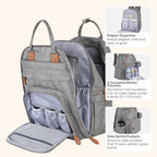 BabbleRoo Extra Large Diaper Bag Backpack, Expandable Baby Bag with Up to 50% More Capacity - Travel Essentials Baby Bag Tote with Changing Pad, Stroller Straps & Pacifier Case - Unisex, Light Gray - Image 4